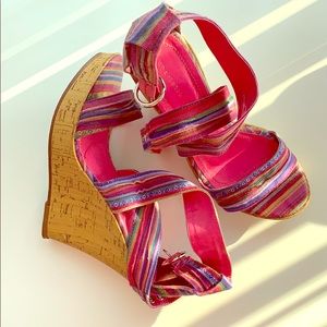 Charlotte Russe Stripes and ankle strap wedge